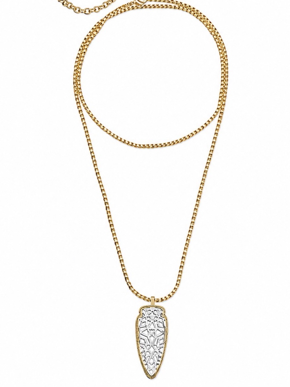 Kendra Scott Aiden Gold & Silver Filigree Pendant Long Necklace